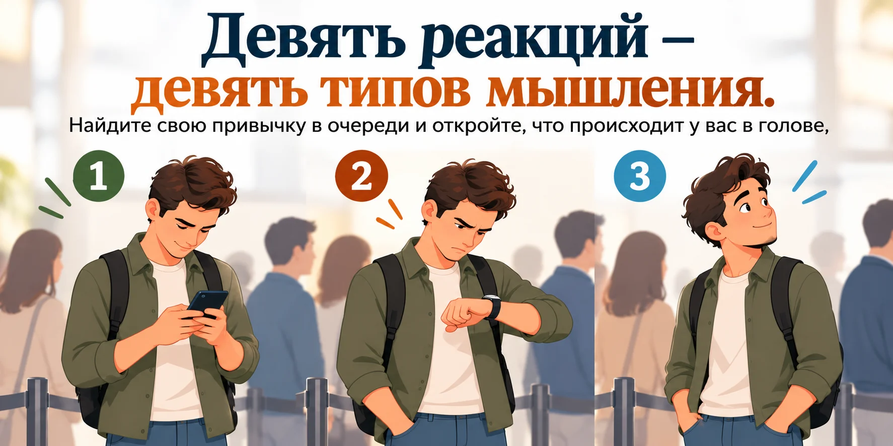 Тест: как вы ведёте себя в очереди - и узнайте, что творится у вас в голове, когда руки свободны