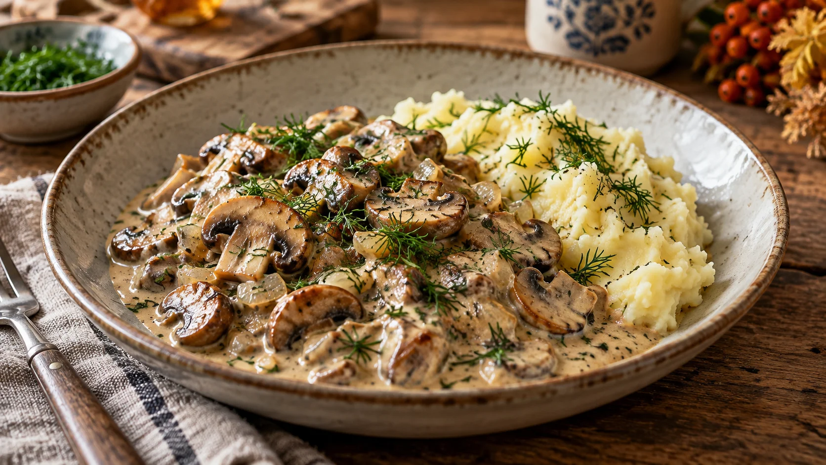 Грибной бефстроганов без мяса: секрет насыщенного вкуса - в правильной обжарке