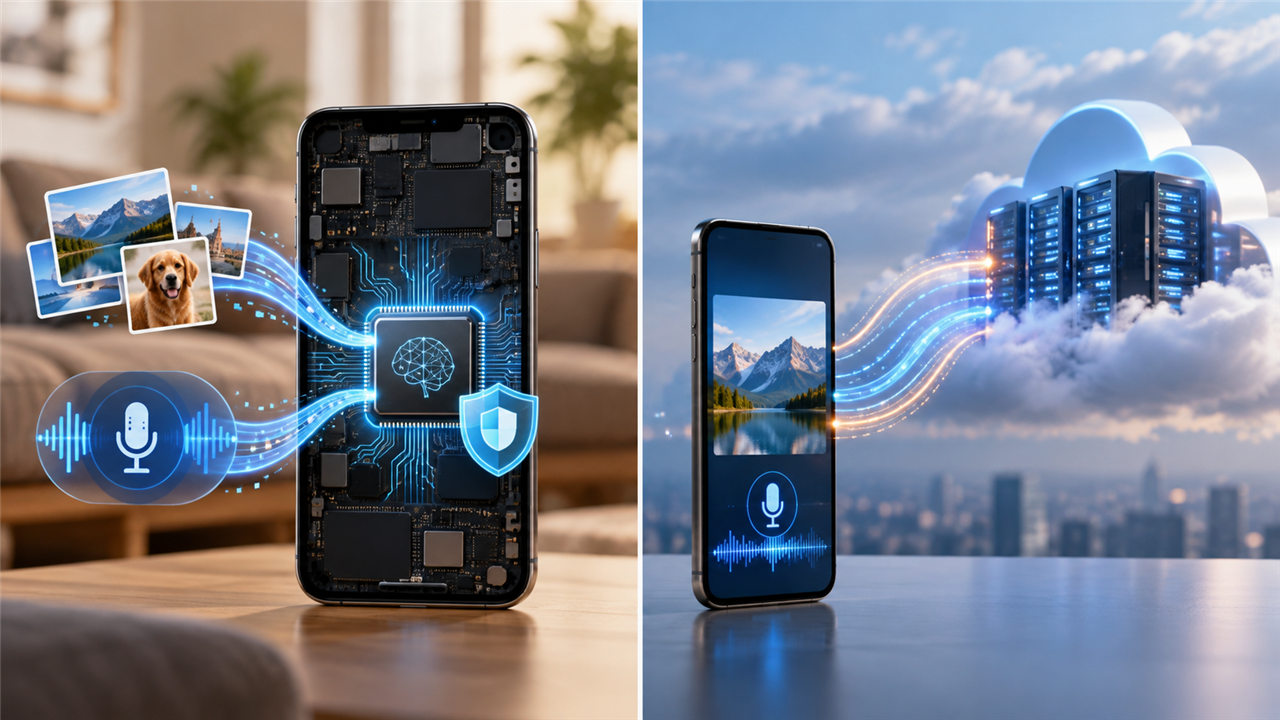 Сравнение локальной и облачной обработки AI на смартфоне
